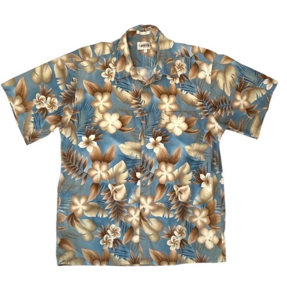 Vintage Campia Hawaiian Shirt Aloha Beach Button Up Cotton Blue Men's Shirt XL